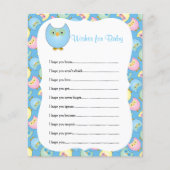 パステルブルーかわいいフクロウ赤ちゃんシャワーテーマ – ウィッシュ チラシ (正面)