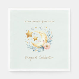 パステルブルーかわいいベビームーン1st誕生日 スタンダードランチョンナプキン
