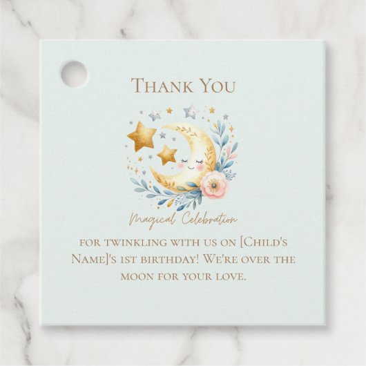 パステルブルーかわいい月1st誕生日 フェイバータグ (正面)