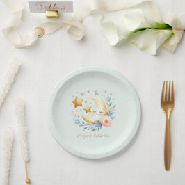 パステルブルーかわいい月1st誕生日 ペーパープレート