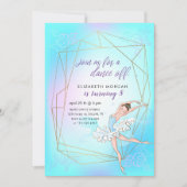 パステルブルーかわいらしバレリーナ誕生日招待状 (正面)