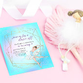 パステルブルーかわいらしバレリーナ誕生日招待状