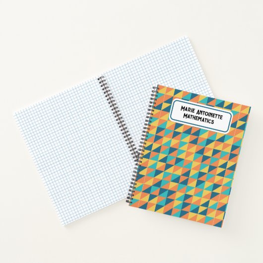 パステルブルーとイエローの抽象芸術パターンヴィンテージ ノートブック (内部)