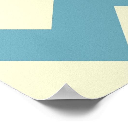 パステルブルーとオレンジシェブロンストライプシグザグ ポスター (角)