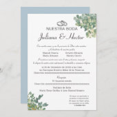 パステルブルーとグリーンウェディング 招待状 (正面/裏面)