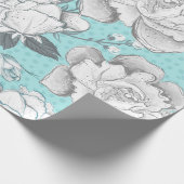 パステルブルーとグレイの花 ラッピングペーパー (角)