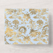 パステルブルーとゴールドの花の結婚式 オールインワン招待状 (裏面)