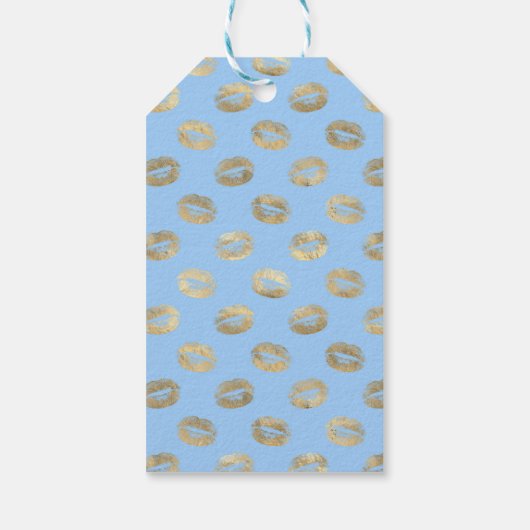 パステルブルーとゴールドの花柄ウェディング ギフトタグ (裏面)
