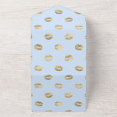 パステルブルーとゴールドの花柄 ウェディングオールインワン招待状 オールインワン招待状 (外側)