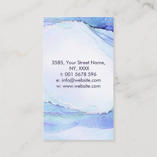 パステルブルーとパープルの水彩治癒結晶 名刺 (裏面)