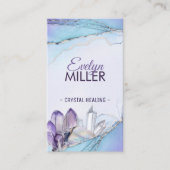 パステルブルーとパープルの水彩治癒結晶 名刺 (正面)