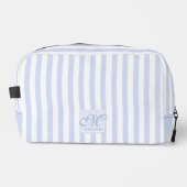 パステルブルーとホワイトストライプのモノグラムの ドップキット (正面)