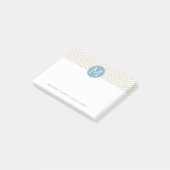 パステルブルーとリネンのシェブロンのカスタムモノグラム ポストイット (アングル)