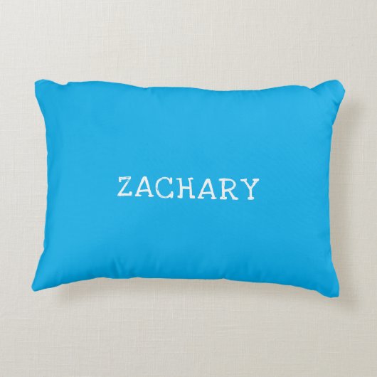 パステルブルーと白ストライプ色のNAME on Backside アクセントクッション (裏面)