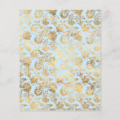 パステルブルーと金ゴールドフローラ結婚式招待状 チラシ (裏面)