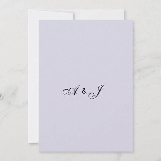 パステルブルーと金ゴールドラベンダーピンク結婚フローラ 招待状 (裏面)