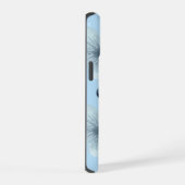 パステルブルーのお花とブルーベリーのiPhoneケース iPhone 15ケース (右側面)