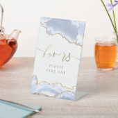 パステルブルーのアゲイトがペデスタルを支持するサイン 台座サイン (インサイチュ)