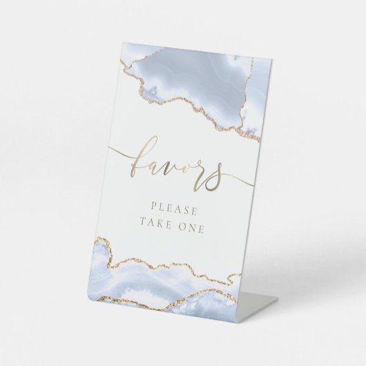 パステルブルーのアゲイトがペデスタルを支持するサイン 台座サイン (正面)