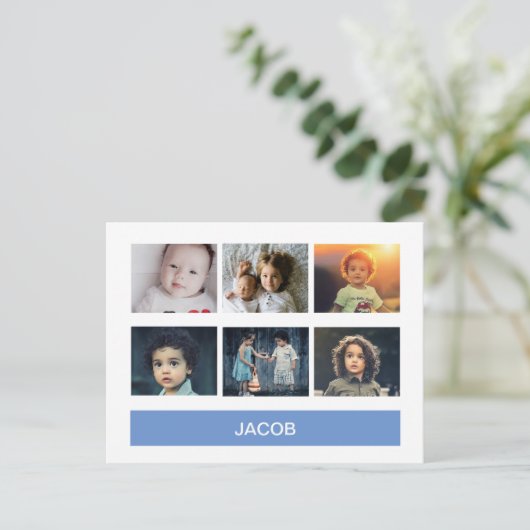 パステルブルーのカスタム写真 - あなただけの特別なギフト ポストカード (スタンド正面)