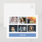 パステルブルーのカスタム写真 - パーソナライズされた ポストカード (正面/裏面)