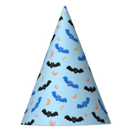 パステルブルーのコウモリ かわいい子供の誕生日パターン パーティーハット