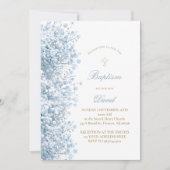 パステルブルーのソマリスの赤ちゃん男の子の洗礼 招待状 (正面)