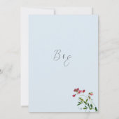 パステルブルーのピンクの赤い緑の花結婚式 招待状 (裏面)