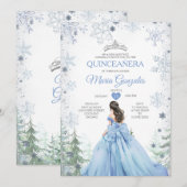 パステルブルーのプリンセス ウィンター フォレスト キンセアニエラ 招待状 (正面/裏面)