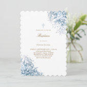パステルブルーのベビーズブレスの花の洗礼 招待状 (スタンド正面)