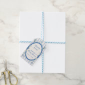 パステルブルーのヴィンテージストライプガーデン  ベイビーシャワー ギフトタグ (より糸付き)