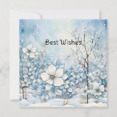 パステルブルーの冬の花のクリスマス シーズンカード (正面)
