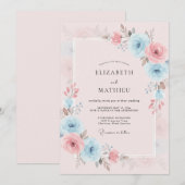 パステルブルーの夢のような春の結婚式 招待状 (正面/裏面)