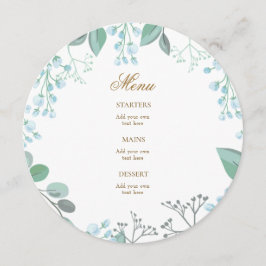 パステルブルーの小さな花のメニュー メニュー