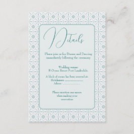 パステルブルーの模様入りウェディング封筒カード エンクロージャーカード