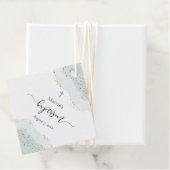 パステルブルーの水彩色 |金ゴールドフェイクグリッターバプテスマ フェイバータグ (インサイチュ)