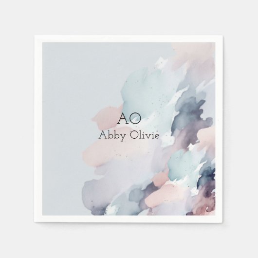 パステルブルーの水色 スタンダードカクテルナプキン (正面)