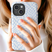 パステルブルーの波状チェックモノグラム Case-Mate iPhoneケース