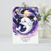 パステルブルーの海のイルカの誕生日 サンキューカード (スタンド正面)