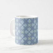 パステルブルーの花柄抽象リピート コーヒーマグカップ (正面左)