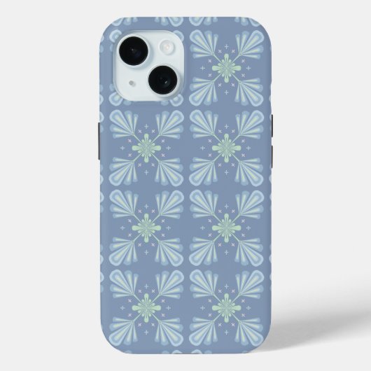 パステルブルーの花柄抽象模様  Case-Mate iPhoneケース (裏面)