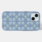 パステルブルーの花柄抽象模様  Case-Mate iPhoneケース (裏面 (横))