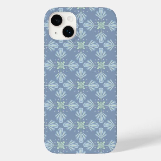 パステルブルーの花柄抽象的リピート Case-Mate iPhoneケース (裏面)