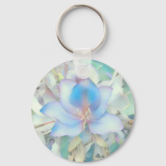 パステルブルーの花 キーホルダー (正面)