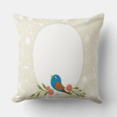 パステルブルーの鳥の子供部屋インテリア クッション (正面)