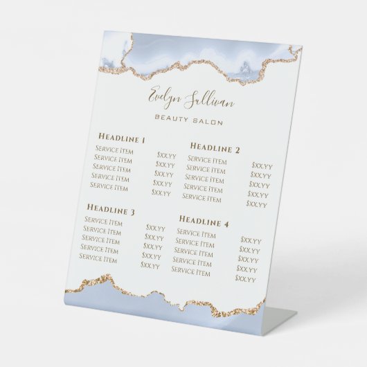 パステルブルーアゲート美しいサロン 台座サイン (正面)