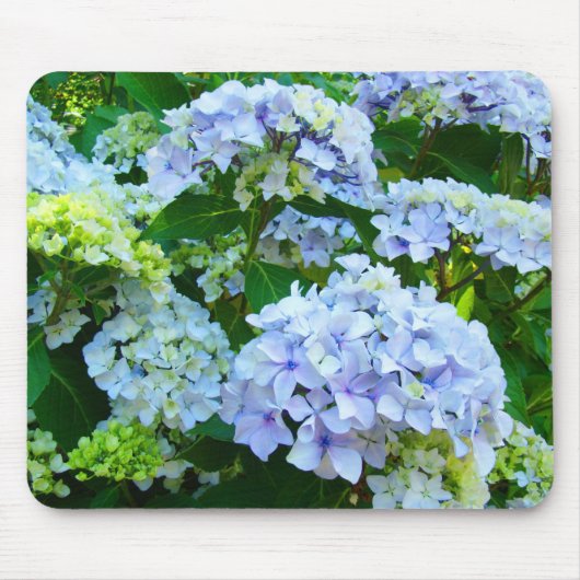 パステルブルーアジサイの花のガーデンマウスパッド マウスパッド (正面)