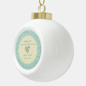パステルブルーアンドクレメフローラダマスク セラミックボールオーナメント (右)