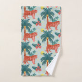 パステルブルーアンドピンクトロピカルパームタイガーパターン バスタオルセット (ハンドタオル)