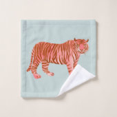 パステルブルーアンドピンクトロピカルパームタイガーパターン バスタオルセット (ウォッシュタオル)